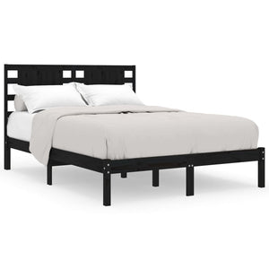 vidaXL Lit en bois massif noir pin 140x190 cm