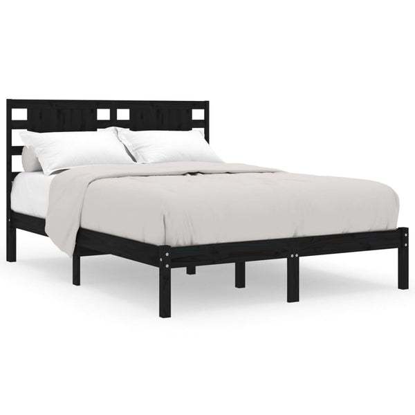 vidaXL Lit en bois massif noir pin 140x190 cm