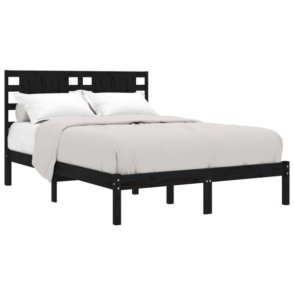 vidaXL Lit en bois massif noir pin 140x190 cm