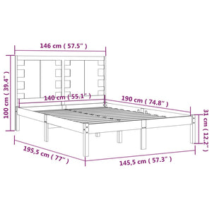 vidaXL Lit en bois massif noir pin 140x190 cm