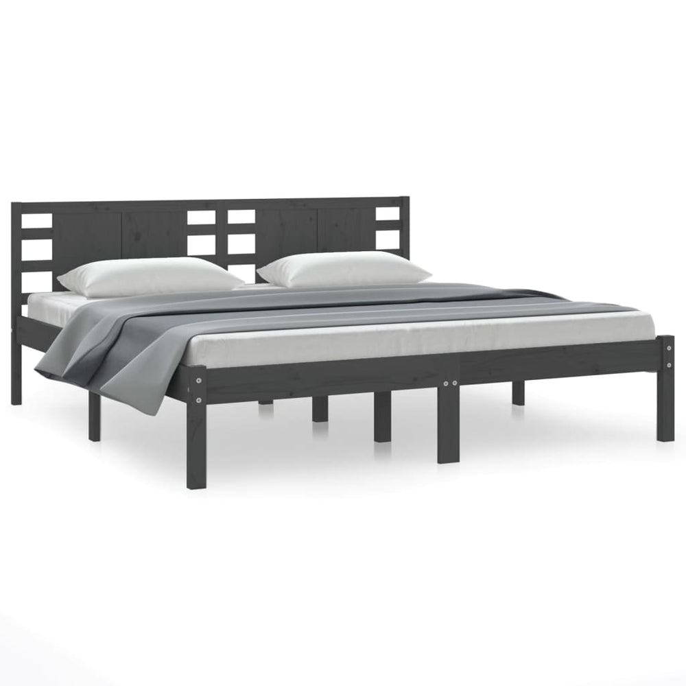 vidaXL Lit en bois massif gris pin 200x200 cm