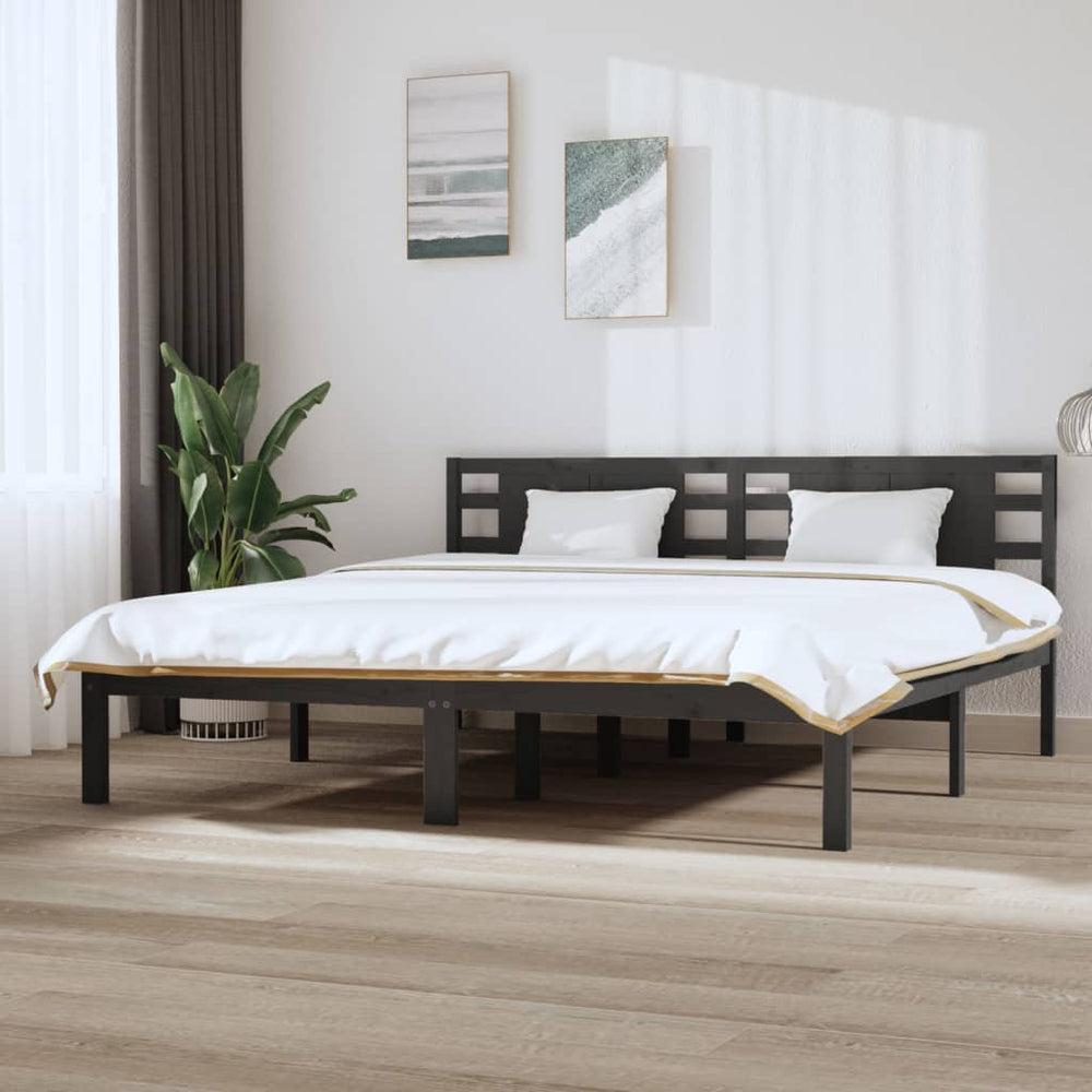 vidaXL Lit en bois massif gris pin 200x200 cm