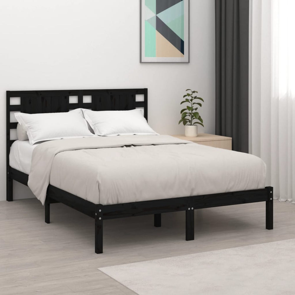 vidaXL Lit en bois massif noir pin 200x200 cm