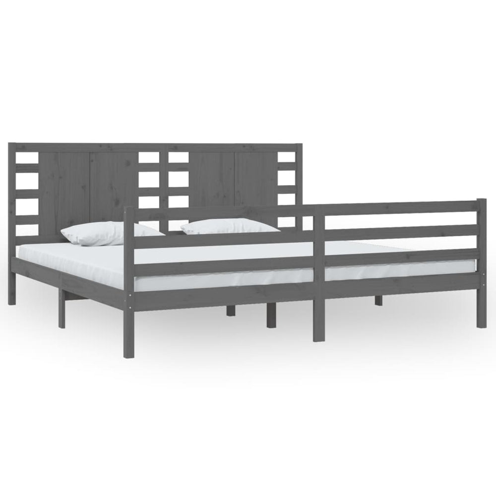 vidaXL Lit en bois massif gris pin 200x200 cm