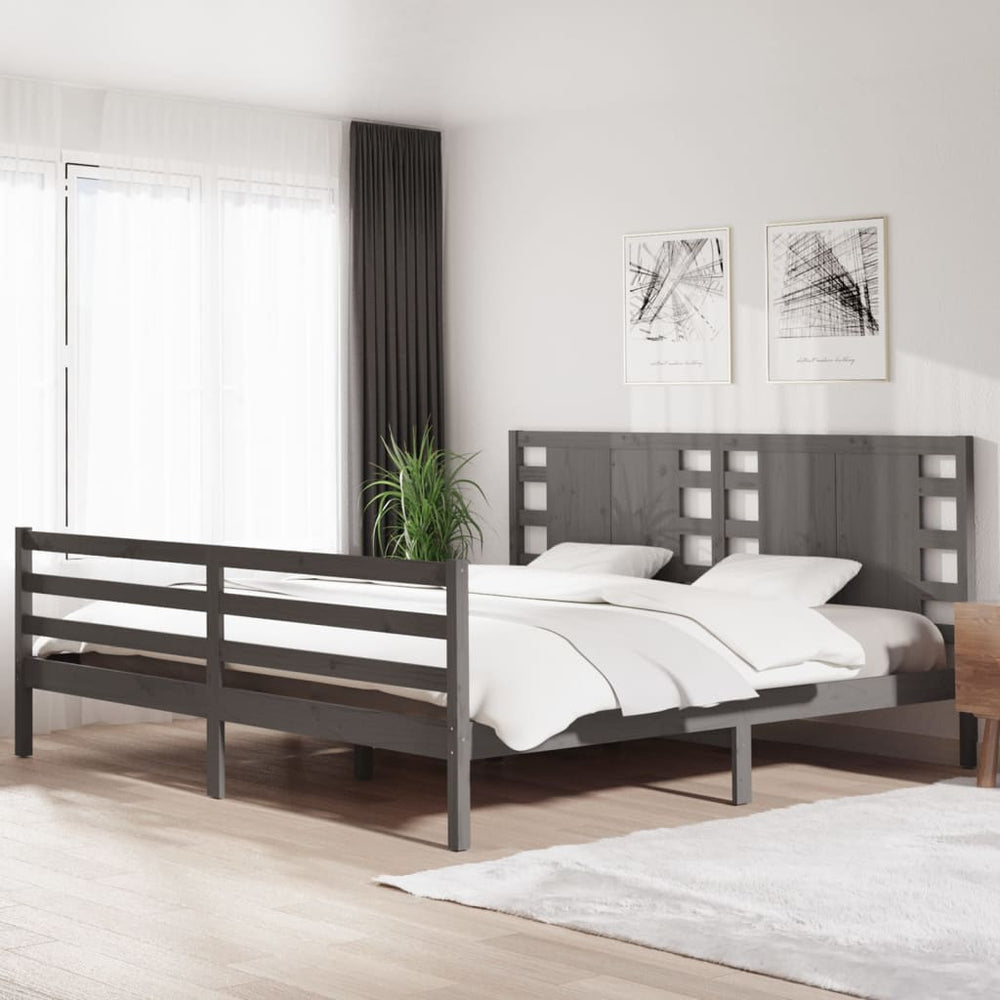 vidaXL Lit en bois massif gris pin 200x200 cm