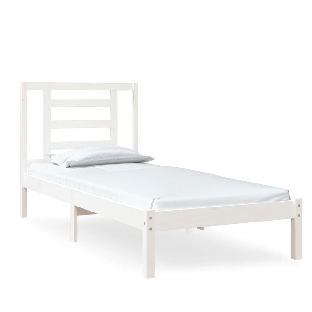 vidaXL Lit en bois massif blanc 75x190 cm