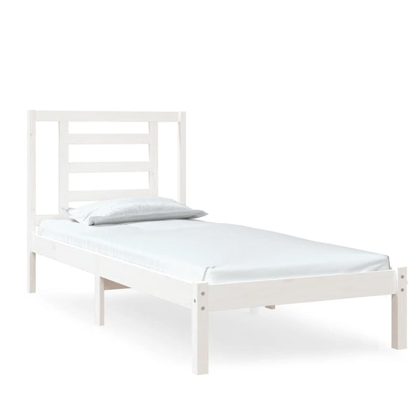 vidaXL Lit en bois massif blanc 75x190 cm