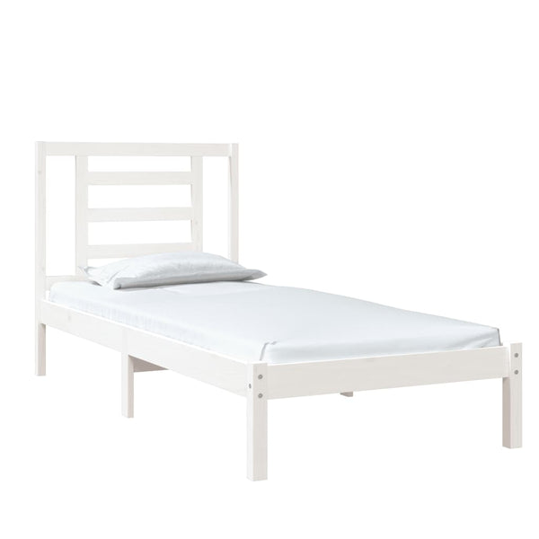 vidaXL Lit en bois massif blanc 75x190 cm
