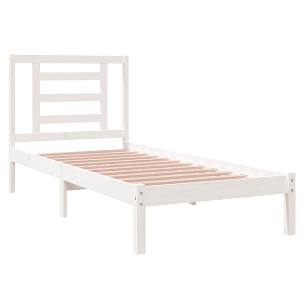 vidaXL Lit en bois massif blanc 75x190 cm