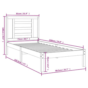 vidaXL Lit en bois massif blanc 75x190 cm
