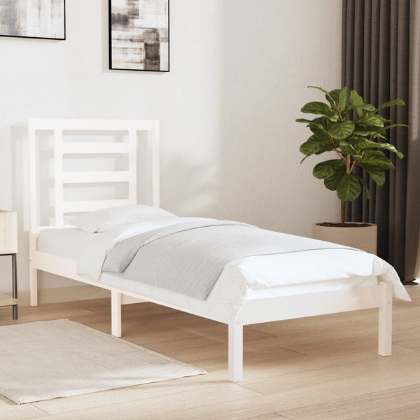 vidaXL Lit en bois massif blanc 75x190 cm