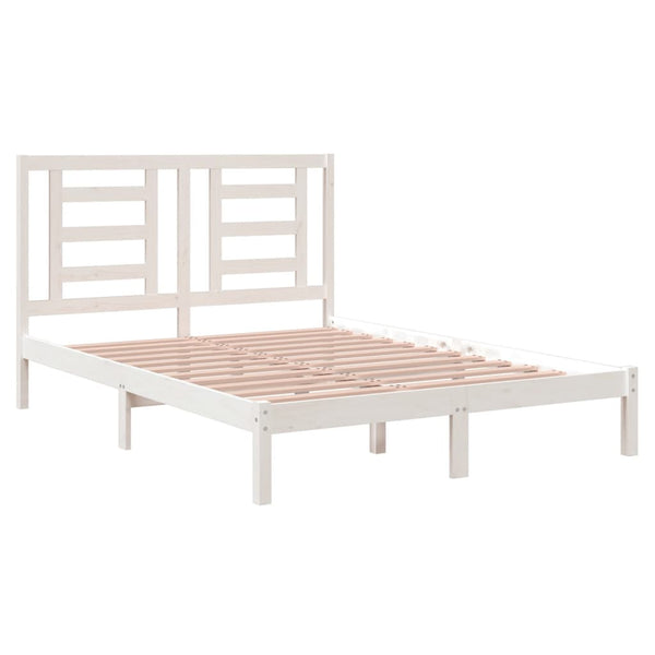 Massivholzbett ohne Matratze Weiß 140x190 cm Kiefernholz