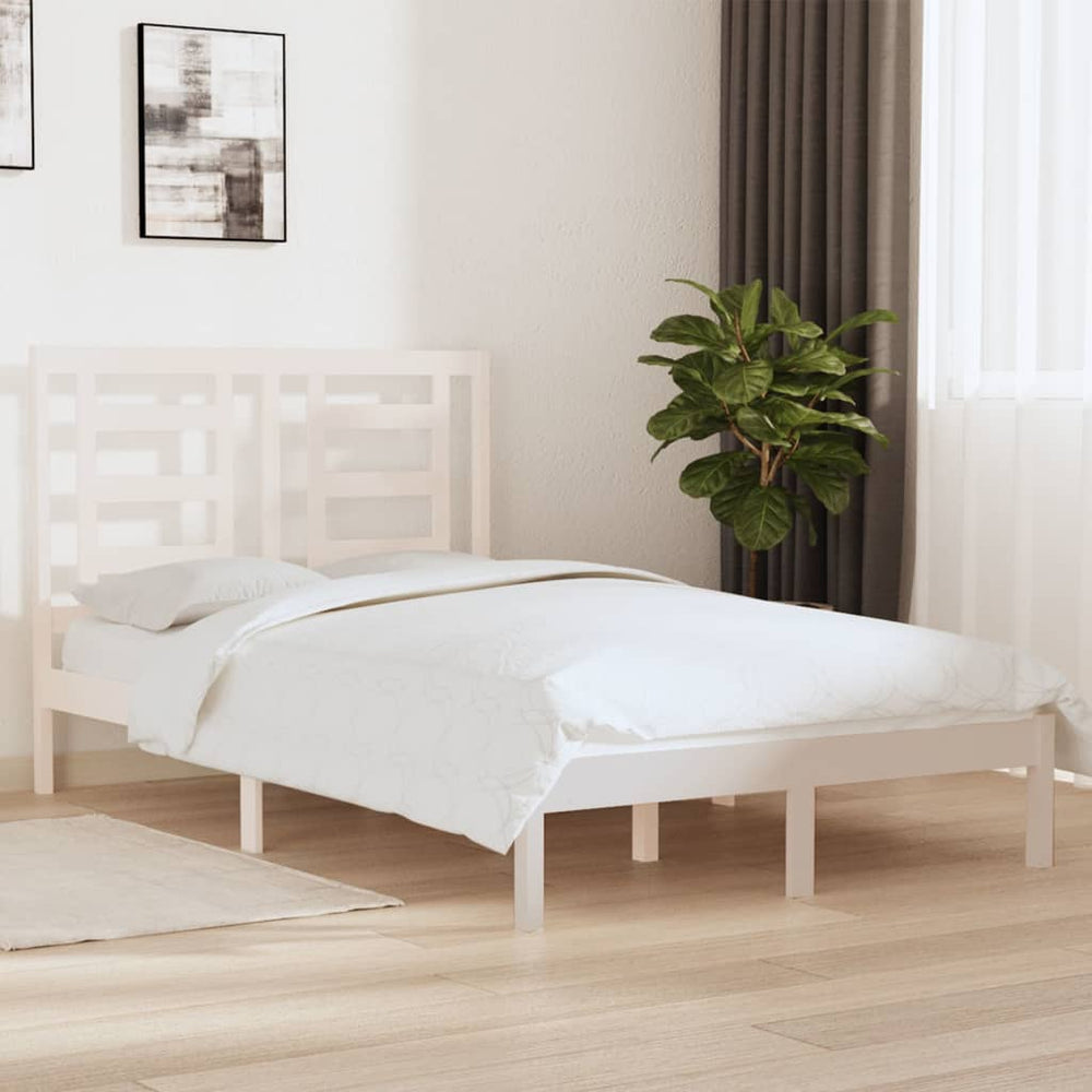 vidaXL Solid Wood Bed Frame without Mattress White 120x200 cm Pine Wood