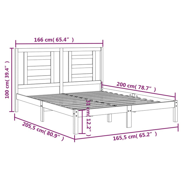 vidaXL Lit en bois massif sans matelas 160x200 cm pin