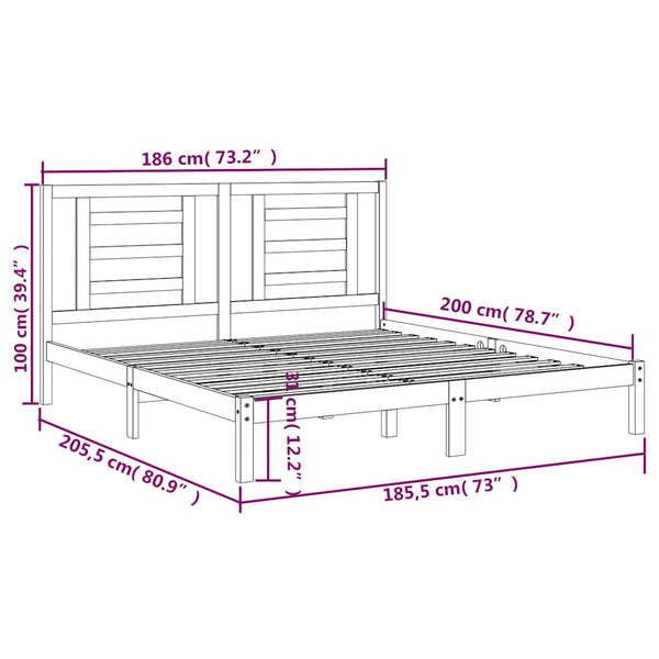 vidaXL Lit en bois massif 180 x 200 cm