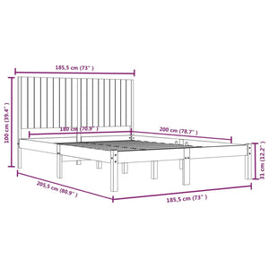 vidaXL Lit en bois massif 180 x 200 cm