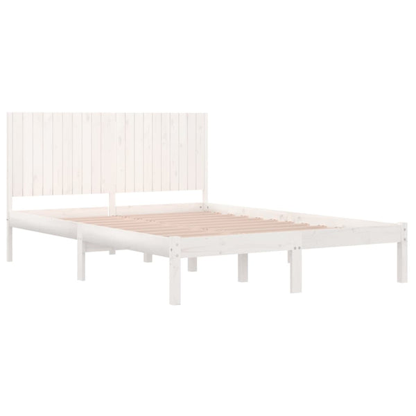Massivholzbett ohne Matratze Weiß 200x200 cm Kiefernholz