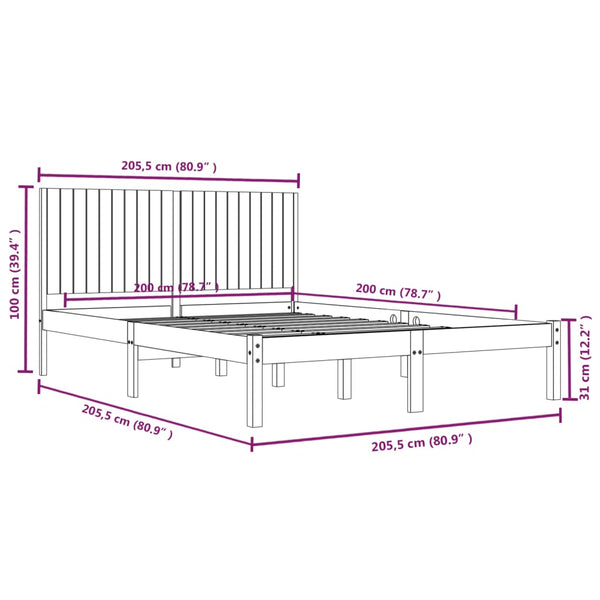 Massivholzbett ohne Matratze Weiß 200x200 cm Kiefernholz