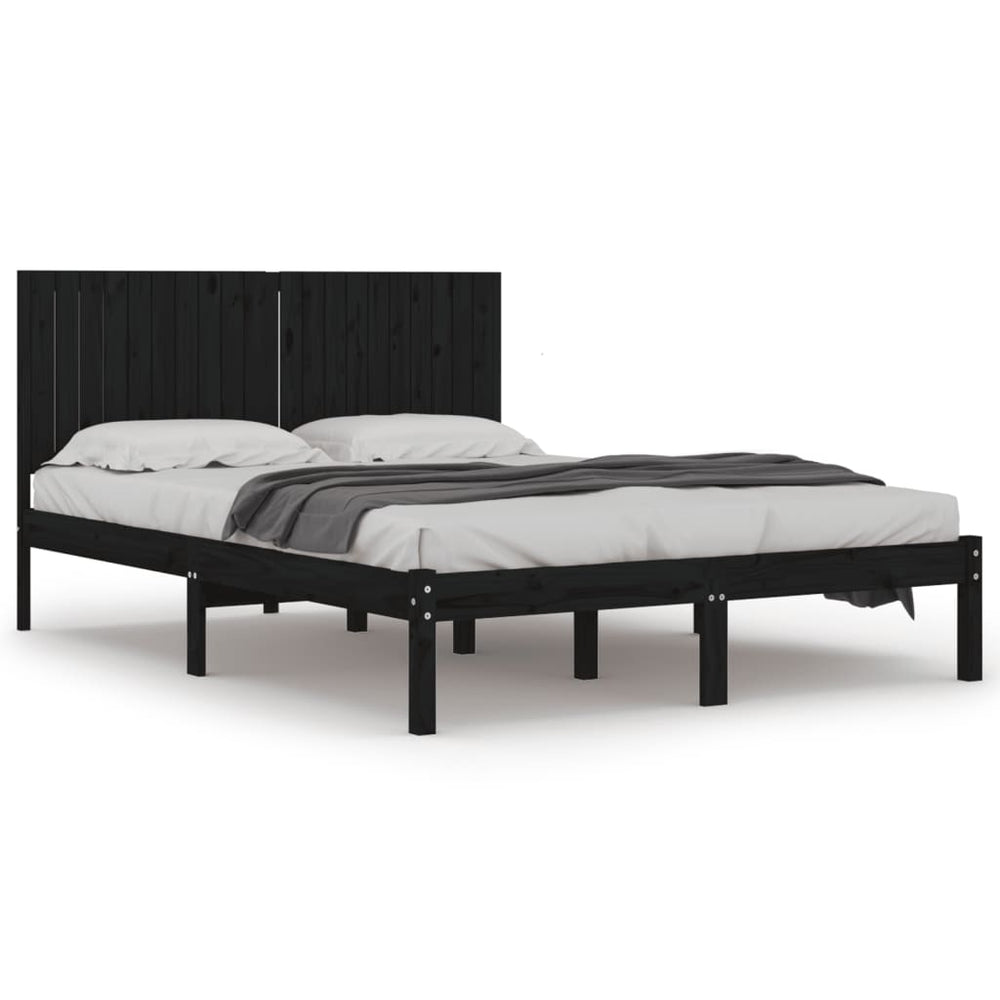 vidaXL Solid Wood Bed Black Pine 200x200 cm