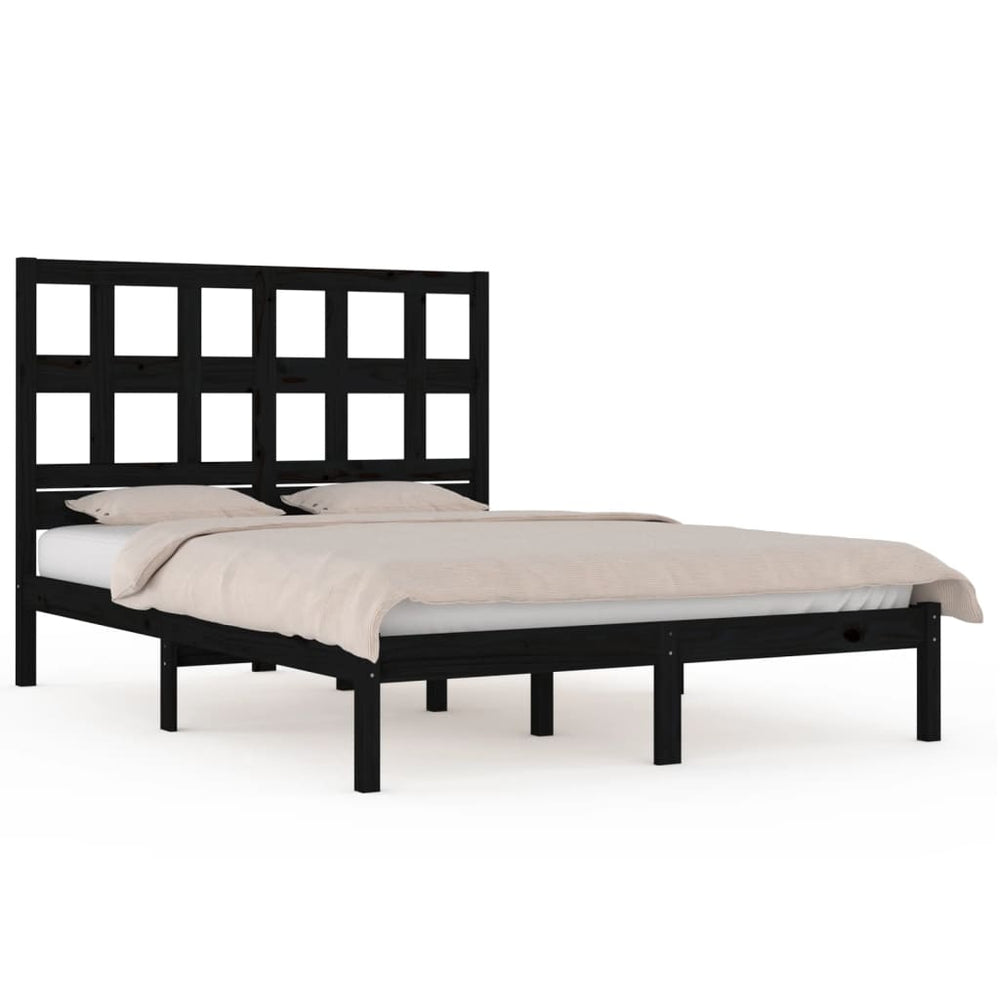 vidaXL Solid Wood Bed Black Pine 200x200 cm