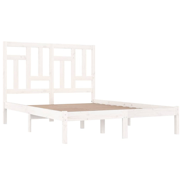 Massivholzbett ohne Matratze Weiß 140x190 cm Kiefernholz