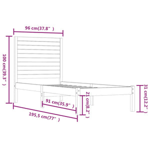 vidaXL Lit en bois massif 90x190 cm