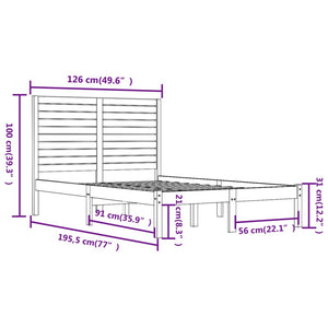 vidaXL Lit en bois massif 120 x 190 cm