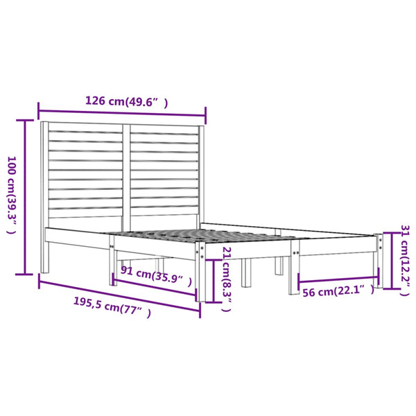 vidaXL Lit en bois massif 120 x 190 cm