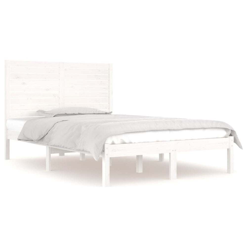 vidaXL Solid Wood Bed White 120x190 cm