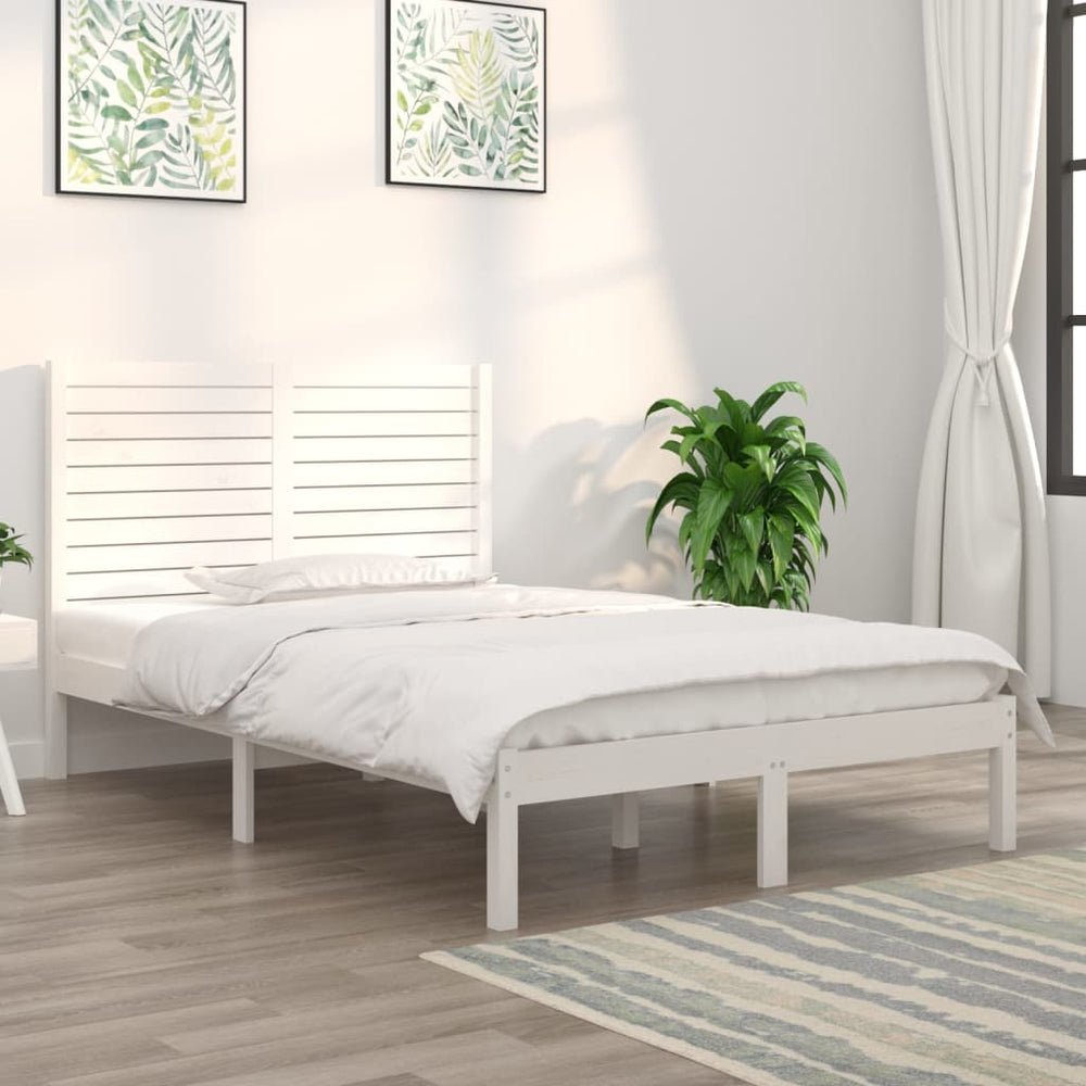 vidaXL Solid Wood Bed White 140x190 cm