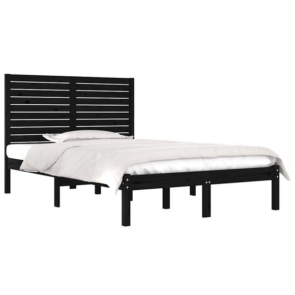 vidaXL Lit en bois massif noir 140x190 cm