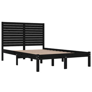 vidaXL Lit en bois massif noir 140x190 cm