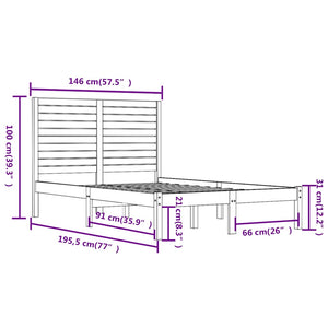 vidaXL Lit en bois massif noir 140x190 cm