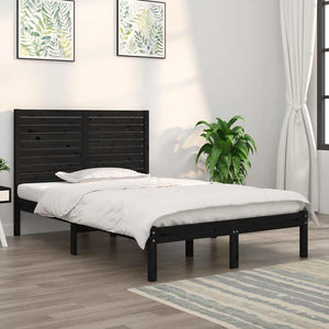 vidaXL Lit en bois massif noir 140x190 cm