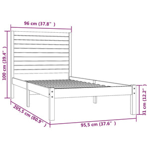 vidaXL Solid Wood Bed 90x200 cm