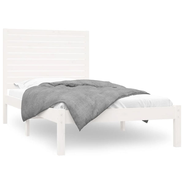 vidaXL Lit en bois massif Blanc 90x200 cm