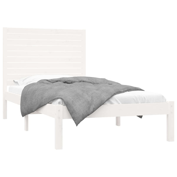 vidaXL Lit en bois massif Blanc 90x200 cm