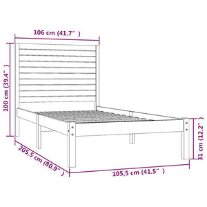 vidaXL Lit en bois massif 100 x 200 cm
