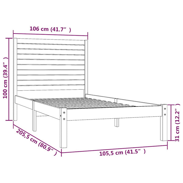 vidaXL Lit en bois massif 100 x 200 cm