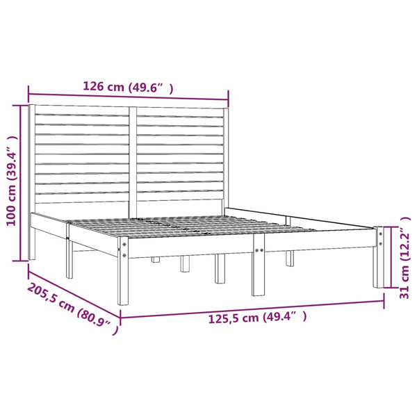 Lit en bois massif vidaXL 120x200 cm