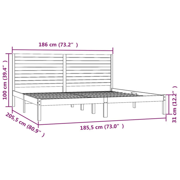 vidaXL Lit en bois massif 180 x 200 cm