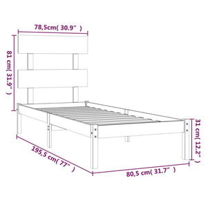 vidaXL Lit en bois massif 75x190 cm