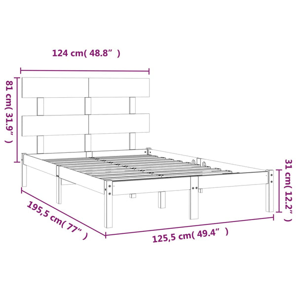 vidaXL Lit en bois massif 120 x 190 cm