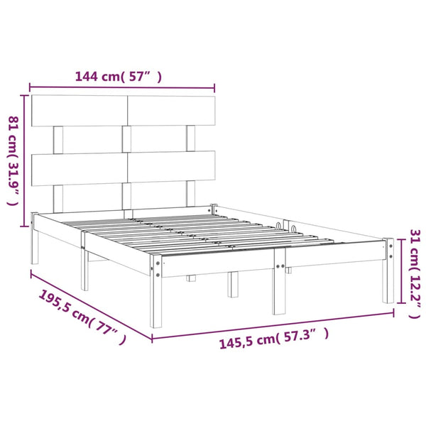 vidaXL Lit en bois massif 140x190 cm