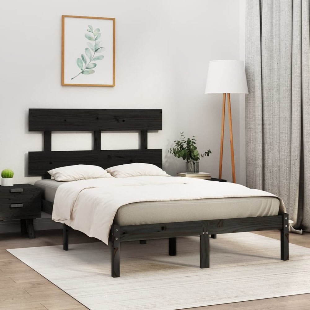 vidaXL Solid Wood Bed Black 140x190 cm