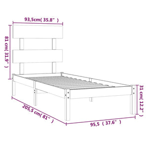 vidaXL Lit en bois massif 90x200 cm