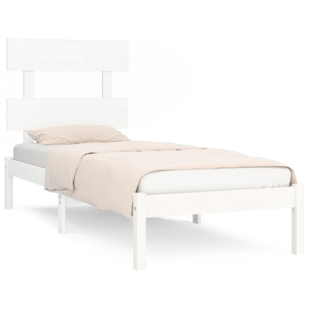vidaXL Solid Wood Bed White 90x200 cm