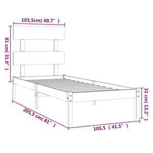 Massivholzbett Weiß 100x200 cm