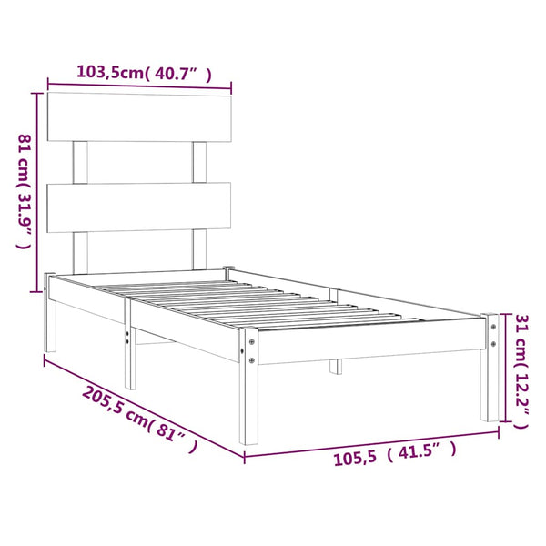 Massivholzbett Weiß 100x200 cm