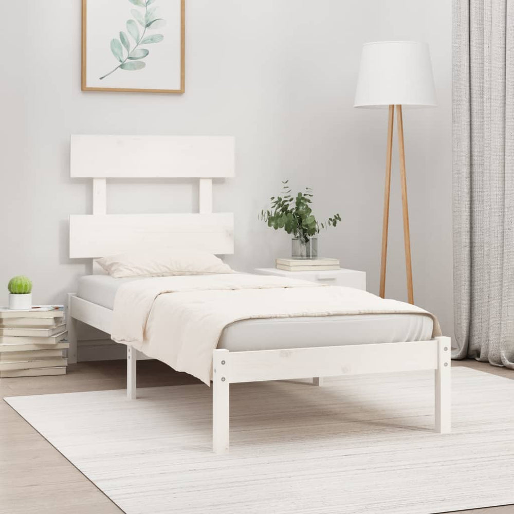 vidaXL Solid Wood Bed White 100x200 cm